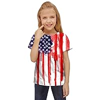Teen Girls Shirts Happy Tie Dye Blouses Girl Tees Short Sleeve Scoop Neck T-Shirts Independence Day Summer