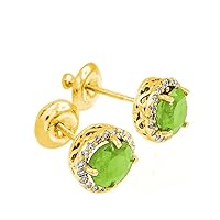 GOLD DIAMOND PERIDOT EARRINGS - Gold Purity:: 10K