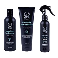 ZEUS Complete Hair Care Bundle with Hair Shampoo. Conditioner & Sea Salt Hair Spray