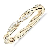 PAVOI 14K Gold Plated Cubic Zirconia Twisted Rope Eternity Band for Women