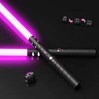 jvmusaber Lightsaber,Metal Hilt Force Fx Dueling Double Light Saber,Rechargeable 2-in-1 Real 15 Colors Length 40 inches,Suitable Toys for Adults and Kids,Christmas Day, Birthday Gifts, Black