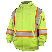 TruGuard 200 FR Cotton Full-Zip Hooded Sweatshirt, Safety Lime #JF1332-LM Size