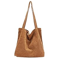 ALUWU Corduroy Tote Bag for Women Canvas Shoulder Handbags Cute Large Purse