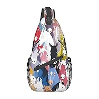 Colourful Cartoon Horses Sling Bag Crossbody Backpack Sling Backpack Shoulder Bag For Women Men Cycling Hiking Travel