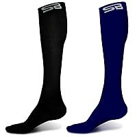 2 Pairs Size X-Large Compression Socks (Solid Black + Solid Navy)