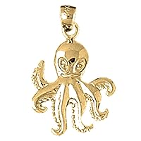 14K Yellow Gold Octopus Pendant