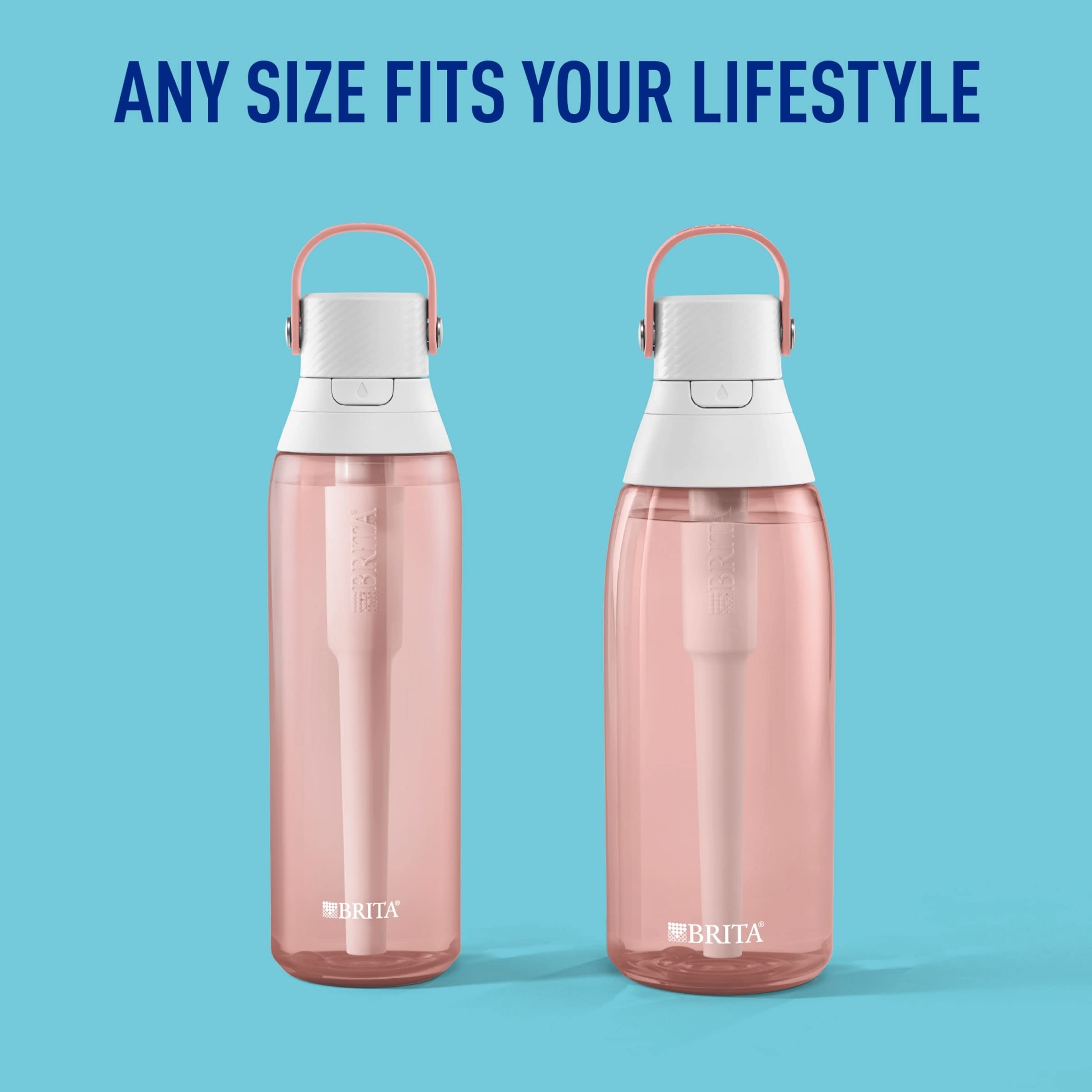 Brita Insulated Filtered Water Bottle with Straw, Reusable, BPA Free Plastic, Blush, 36 Ounce