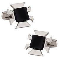 Onyx and Stainless Steel Cufflinks with Matte Finish with Presentation Box