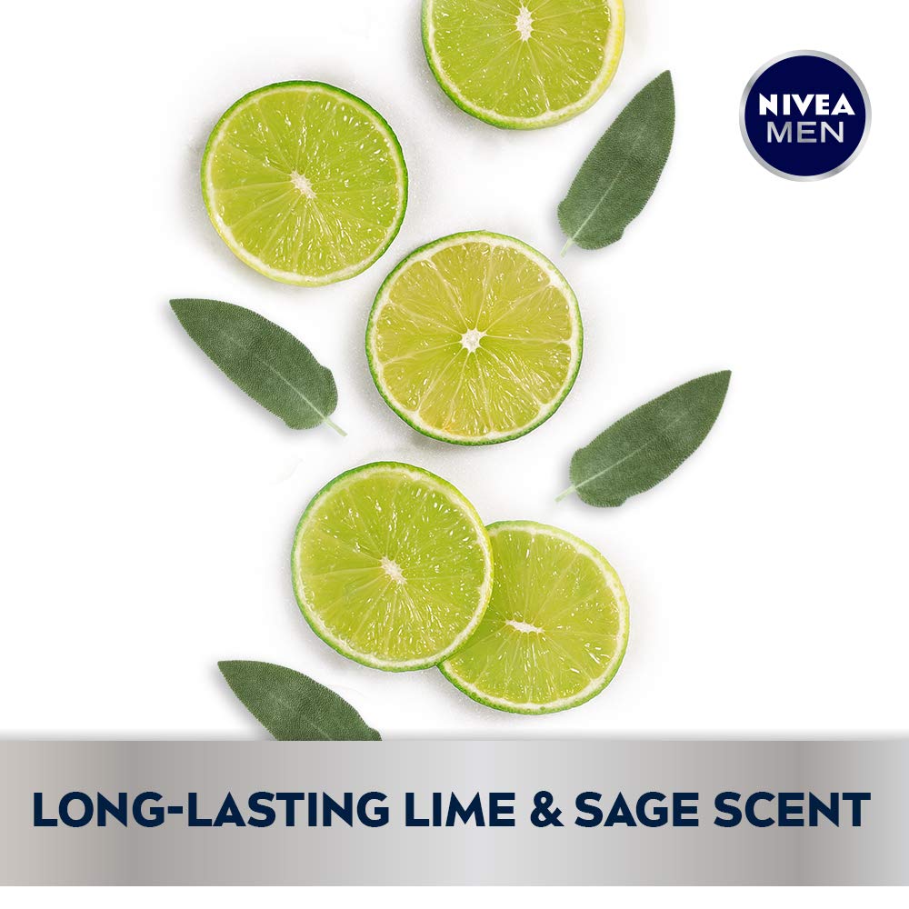 Nivea Men Vitality Body Wash, Lime and Sage Scented Body Wash, 3 Pack of 16.9 Fl Oz Bottles