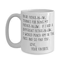 Dear Father-In-Law Thank You Face Punch Mug Funny White 15 oz Ceramic Coffee Cup