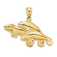 14k Gold Triple Manatee High Polish / 2 d Charm Pendant Necklace Measures 14.4x30.9mm Wide 4.2mm Thick Jewelry for Women