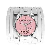 ZIZ Pink-White It Doesn't Matter, I'm Always Late Watch, Quartz Analog Watch with Leather Band