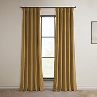 HPD Half Price Drapes Heritage Plush Velvet Curtains 84 Inches Long Room Darkening Curtains for Bedroom & Living Room 50W x 84L, (1 Panel), Retro Gold