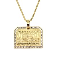 Mens Stainless Steel Gold Hip Hop Diamond Jesus Pendant Necklace Jewelry