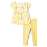 The Children's Place Baby-Girls And Toddler Short Sleeve Top and Legging Bottom 2 Piece Set