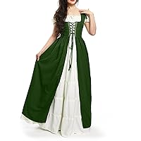 Christmas Outfit Medieval Renaissance Dresses for Women Victoria Square Neck Bell Sleeve Ruffled Swing Midi Dress