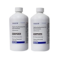 Diphenhydramine Major HCI 12.5mg/5 mL Oral Solution, Cherry, 16 Ounce (2)