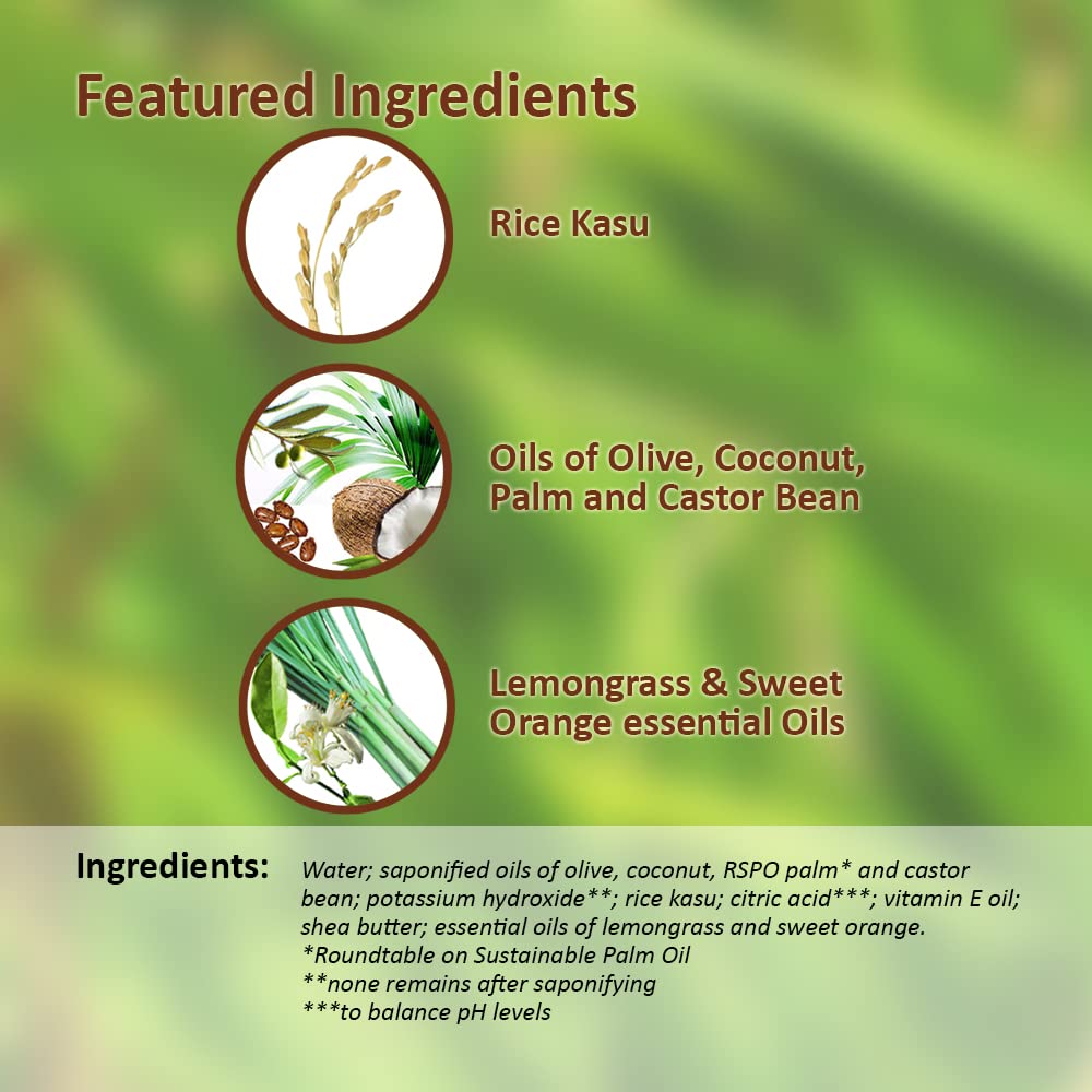 Rice Kasu Beauty Foaming Cleanser, Lemongrass & Sweet Orange, 3.38 Fluid Ounce