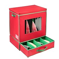 Honey-Can-Do Holiday Decorations Storage Box with Handles, Red SFT-09191 Red