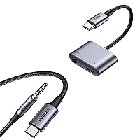 UGREEN USB C to 3.5mm Headphone and Charger Adapter 2 in 1 Type C to Aux Audio Jack Bundle with Aux to USB C, Type C to 3.5mm Audio Jack Cable 3.3FT
