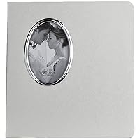 White Wedding Photo Album with Oval Opening on Cover- Holds 30-8x10 Photos