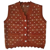 Print Floral V-Neck Knitted Cardigan Sweater Vest Women Cardigan Vests Tops Autumn Winter Wool Vintage Sweaters