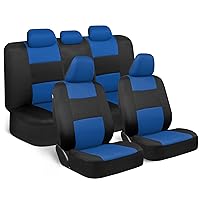 BDK PolyPro Car Seat Covers Full Set in Blue on Black – Front and Rear Split Bench Seat Covers, Easy to Install, Car Accessories for Auto Trucks Van SUV