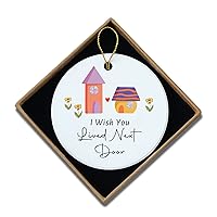 Friendship Gifts for Women Friends I Wish You Lived Next Door Ornament Keepsake Sign Round Plaque Graduation Birthday Neighbour Christmas Gifts for Sister BFF