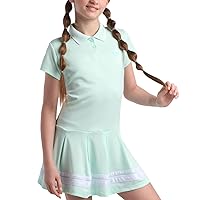 Reebok Girls' Dress - Short Sleeve Active Performance Pique Polo Tennis Dress - Summer Casual Pleated Skirt Polo Dress (7-12)