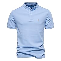 Men's Polo Shirts Short Sleeve Button Down Solid Color Shirts for Men Stand Collar Basic Summer Holiday Tops