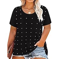 RITERA Plue Size Tops for Women Short Sleeve Crewneck Summer Casual Tshirts Oversized Loose Fit Tunic Blouses XL-5XL