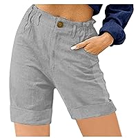 Summer Shorts for Women with Zipper Button Front Shorts with Pockets Lightweight Cargo Shorts Baggy Lounge Shorts
