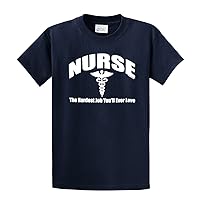 Nurse T-Shirt Nursing The Hardest Job You Will Ever Love RN LPN CNA Hospital Tee Unisex Shirt-Navy-Medium