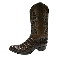 El Presidente Mens Western Cowboy Boots Brown Leather Alligator Back Pattern J Toe