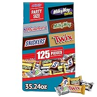 SNICKERS, TWIX, MILKY WAY & 3 MUSKETEERS Minis Size Variety Pack Milk & Dark Chocolate Candy Bars (125 Pieces) Bag