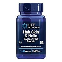 Life Extension Hair, Skin & Nails Collagen Plus Formula - Promotes Collagen & Keratin Health - with Niacin, Vitamin B6, Biotin, Calcium & Zinc - Non-GMO – 120 Count(Pack of 1)
