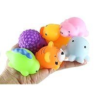 Set of 6 Jumbo Mochi Squishy Animals - Cute Kawaii - Sensory, Stress, Fidget Party Favor Toy (Random Animals)