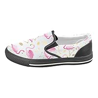 Pink Flamingos and Leaves Canvas Slip-on Loafer for Men