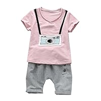 Baby Boys 2 Piece Clothing Set Camera Printed T-shirt + Cropped Pants