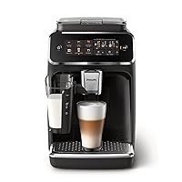 PHILIPS 3300 Series Fully Automatic Espresso Machine - LatteGo Milk System, 5 Coffee Varieties, Intuitive Touch Display, SilentBrew, 100% Ceramic Grinder, AquaClean Filter, Glossy Black (EP3341/50)