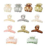 12pcs Jelly Small Hair Clips,Butterfly Rectangle Octopus Small Hair Claw Clips for Thin/Medium,Jaw Clips Nonslip Clips Hair Accessories for Women