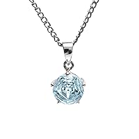 925 Sterling Silver Blue Topaz Star Cut Gemstone Round Pendant With Chain 925 Stamp Jewelry | Gifts For Women And Girls