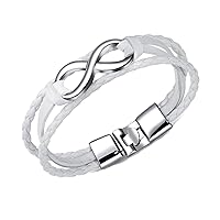 Unisex Leather Bracelet with Infinity Love Symbolic Muti-Layer Braided Wristband Bangle