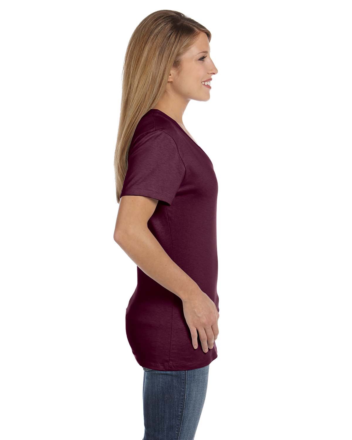 Hanes S04V Ladies' 4.5 oz., 100% Ringspun Cotton nano-T® V-Neck T-Shirt
