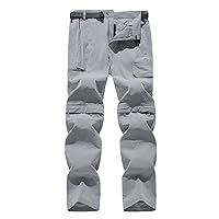 Men's Outdoor Cargo Pants 2 in 1 Hiking Pants Lightweight Work Pants Solid Tactical Pants with Belt Traning Pants