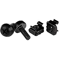 StarTech.com M5 Cage Nuts and Screw - 12 mm Rack Screws and Cage Nuts - 50 Pack - Black - Replacement Serve Rack Screws (CABSCREWM5B) Black Cage Nuts and Mounting Screws
