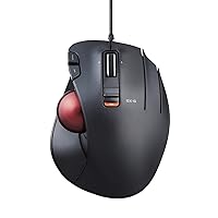 ELECOM EX-G Wired Trackball Mouse, Ergonomic Thumb Control, Smooth Tracking Roller Ball, 6 Programmable Buttons, Tilt Scroll, Computer Mice for PC Mac