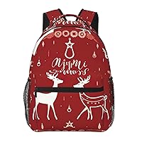 Christmas elk print Lightweight Bookbag Casual Laptop Backpack for Men Women College backpack
