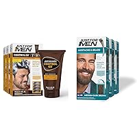 Just For Men Control GX Grey Reducing Shampoo & Conditioner Pack of 3 and Mustache & Beard Dye Medium-Dark Brown Pack of 3
