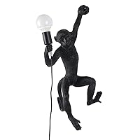 Modern Resin Wall Monkey Wall Lamp,Wall Sconces,Animal Lamp,Vintage Monkey Light for Home Decor,Living Room, Bedroom, Home Office, Kids Room(Wall-Black)